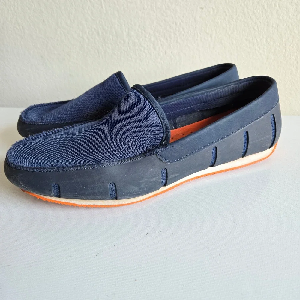 SWIMS Mens Loafers Navy Blue Orange Water‎ Resistant Boat Shoes SW-001 Size 10